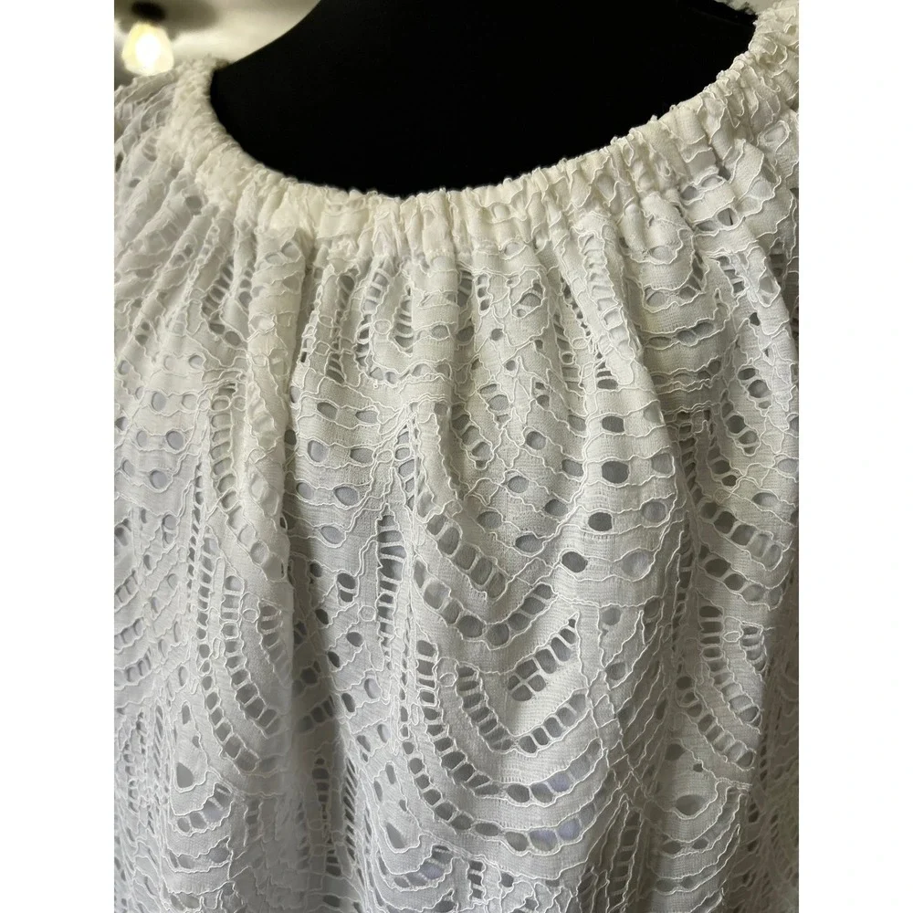 Lilly Pulitzer Off The Shoulder Lace Overlay Dress‎ White Resort Vacation Medium - Picture 3 of 6